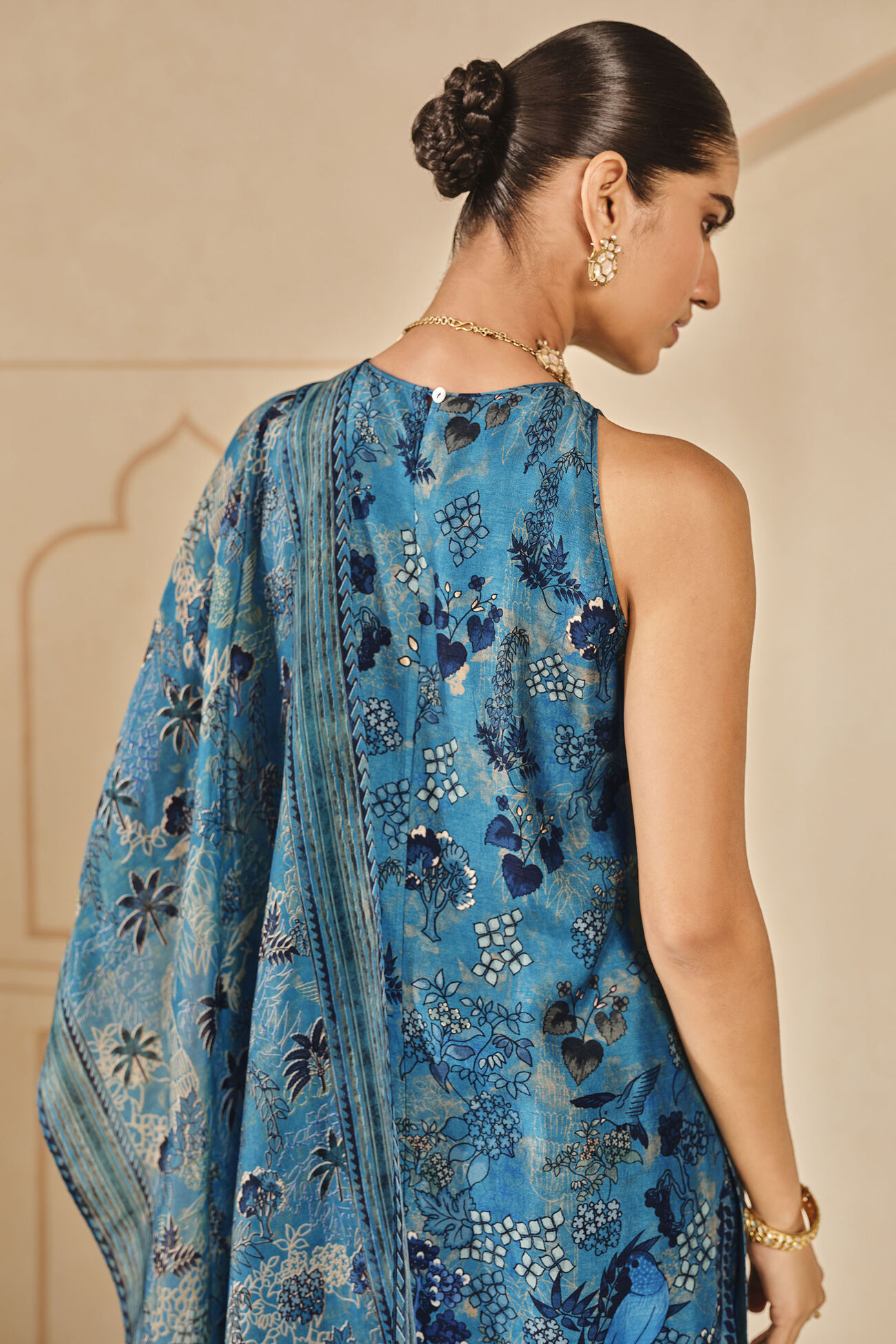 Avis Printed Silk Sharara Set - Blue, Blue, image 4